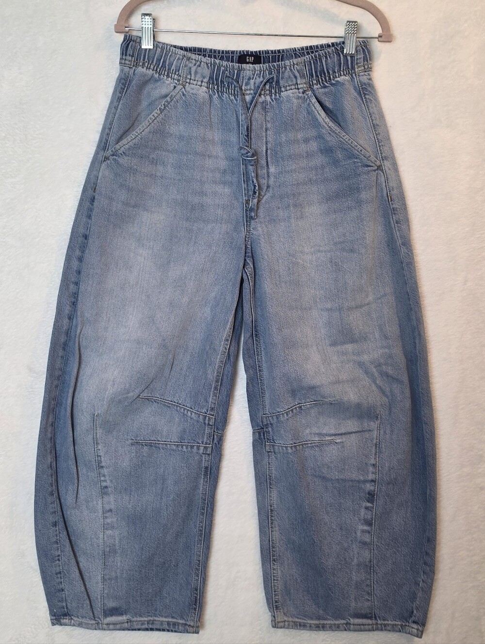 Gap UltraSoft Easy Horseshoe Barrel Jeans Light Wash XS Pull On